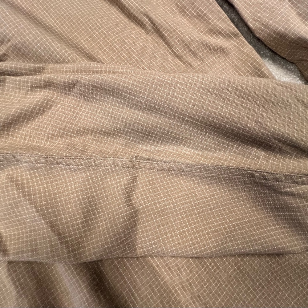 Brooks Brothers Button Down Tan White Grid Check Cotton Dress Shirt Men's Large - Picture 5 of 10